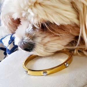 Henri Bendel Gold-Toned Bangle Bracelet With Clear Stones